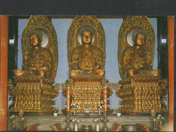 1973.- Kina - Vintage vykort - Tre gyllene Buddhor - Kina