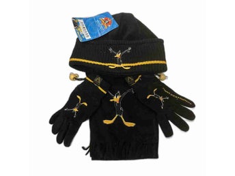 Daffy Duck Anka Looney Tunes polyamid set svart mössa vantar halsduk