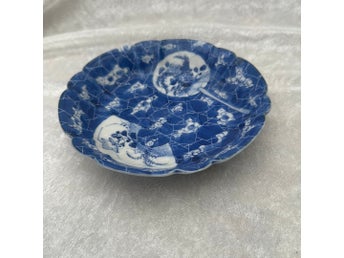 Japansk skål blåvit porslin Meiji 13cm