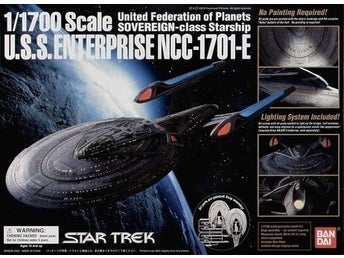 USS ENTERPRISE NCC-1701E Star Trek Lighted & Pre-painted Bandai OÖPPNAD