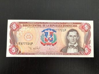 Dominican Republic 5 pesos sedel 1995 ovikt/UNC P-147