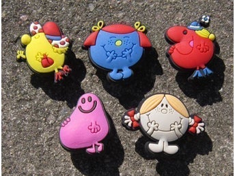 5 Mr Men Little Miss skosmycken till Foppatofflor (skosmycke, gubben, kult)