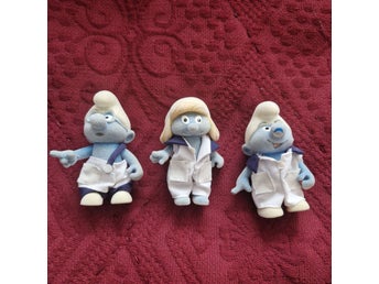 Vintage Smurfar Figurer Flockade