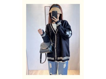 Handgjord Black Folklore Cardigan Star Broderad Oversized Söt Taylor Cardigan