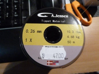 A Jensen tafs Tippet materiel 1x 0,26mm 50m Helt ny!