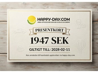 Presentkort Happy Day - värde 1947 kr