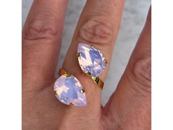Dubbel Pear Ring, Smycken, kristall, egen design.