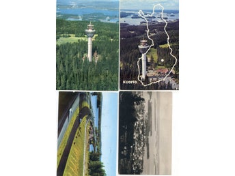 Kuopio Finland 4vykort 3st 1970-80tal samt ett äldre flygfoto (dock med veck)