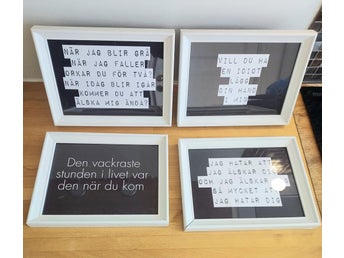 5 st Tavlor med text, vägghängning eller stående ramar ram budskap