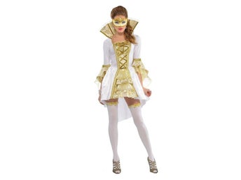 Venetiansk Casanova Balklänning Renässans med mask Maskerad Halloween Small Ny