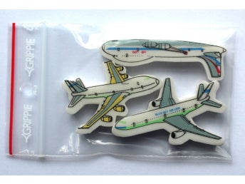 3 st. olika Suddgummi Flygplan Collectible Eraser