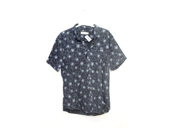 Kortärmad, blommig och festlig linneskjorta (55% lin) - Dressmann - Stl XL