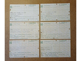 6 st Tågbiljetter från 1980 +81