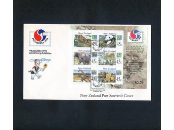 New Zealand block med 6 frimärken Vilda Djur Philakorea 1994