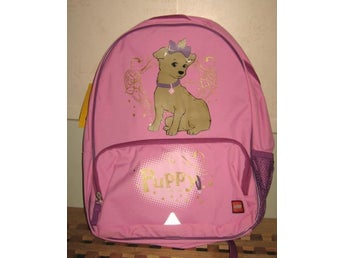 Superfin Rosa Lila Lego Puppy Ryggsäck Skolväska Stl. M