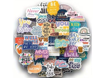 50pcs Motivational Quotes Stickers Pack - Self-Adhesive Vinyl Decals, Waterproof