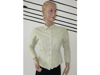 Handsydd blus från 40-talet/ Vintage/ Bomullsflanell/ Flanellblus/Figursydd blus