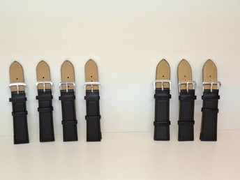 7 stycken nya svarta klockarmband = 4 stycken 20mm plus 3 stycken 22mm