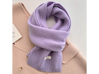 Ullscarf, Lilarosa, varm & mjuk, 20 x 150 cm, yllehalsduk, Fri leverans