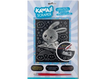 Kawaii Scraper Kraskaart Kanin - Silverfolie Skrapbild