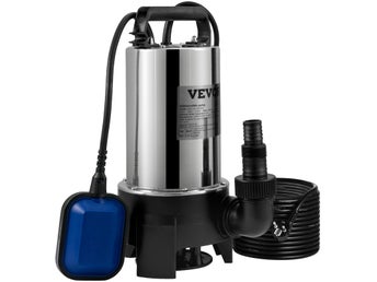 Submersible Water Pump, 1100W 20000L/H, with 10 m Cord and Automatic Tethered