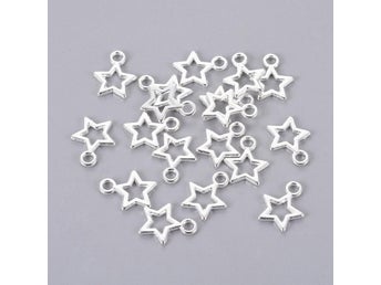 5st Berlocker Små Stjärnor 7x11mm Silverpläterade