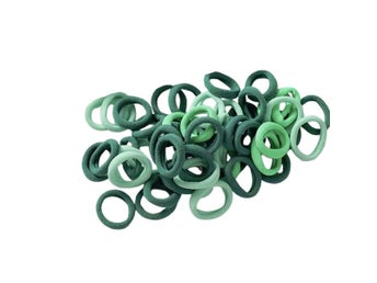 Elastiska hårsnoddar - Hårband - 100st - 20mm - Grön mix