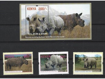 Kenya 2018 Vita noshörningar djur 3v + block