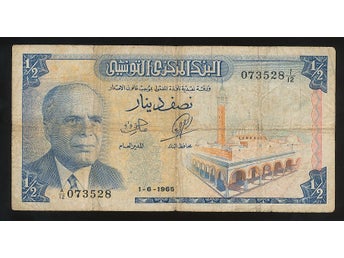 1965 Tunisia 1/2 Dinar kv 1 se bild