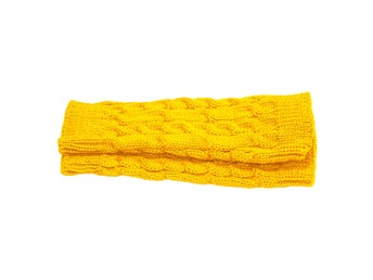 Armvärmare stickade, fingerlösa & korta - Gul [20cm] - Handledsvärmare