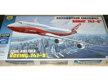 BOEING 747-8 AIRLINER (SLITEN LÅDOR) Zvezda 1/144 OÖPPNAD