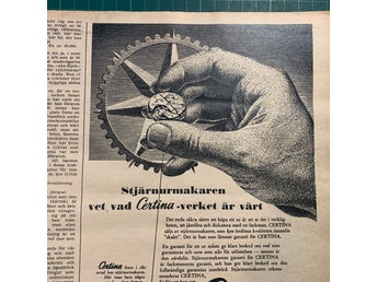 Retro-annons ”Certina betyder säkerhet” från 1953