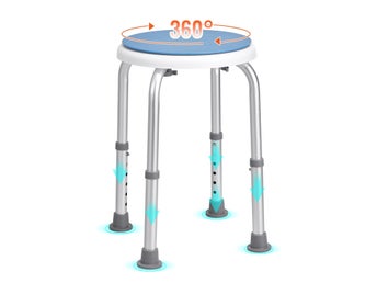 Shower Chair 360 Degree Rotating, Adjustable Height Shower Stool Seat, Bath