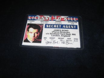 JAMES BOND 007:LICENCE TO KILL SECRET AGENT ID-CARD PIERCE BROSNAN