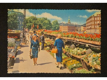 Vykort Köpenhamn – Blomstermarknad Holmens Kanal oanvänt J. Chr. Olsen