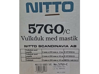 NITTO 57GO/C vulkduk med mastik vulkband tejp kabeltillbehör tätband 2x150mm 10m