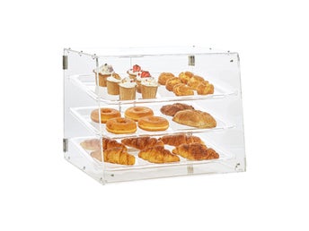 Pastry Display Case, 3-Tier Commercial Countertop Bakery Display Case, Acrylic