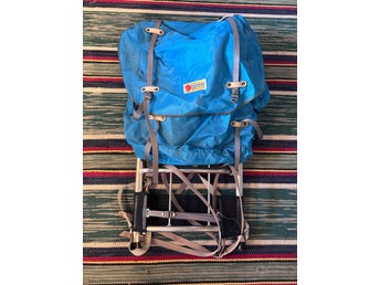 Blå stor ryggsäck, Fjällräven, ramryggsäck, retro, vintage 70-tal-80-tal kult