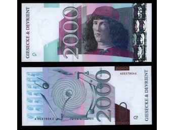 Tyskland Germany 1 testsedel ovikt/UNC Giesecke & Devrient 2000 Boticelli