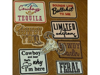 8st patch strykapå laglapp cowboy motiv