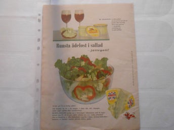 Runsta ädelost Mjölkcentralen reklam 1950-tal Arla ost sallad