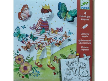 Djeco 4 Coloriages Surprise - Lady Butterfly. Ny! Pyssel