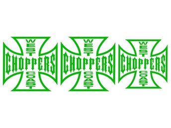 [ DEKAL ] WEST COAST CHOPPERS. Två st. 10 x 10 cm & En st 9 x 9 cm.