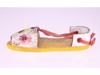 Vintage handmade ceramic sandal with ribbon tie
