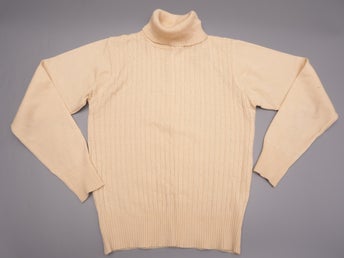 Retro Tröja Polo Krämvit Flätstickad