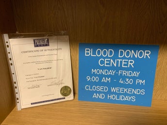 Äkta Filmrekvisita Van Wilder Blood Donor Skylt (Ryan Reynolds)