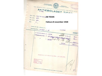 AB Tidan Mariestad Faktura 18 november 1928 lanthandel väskor koffertar necessär