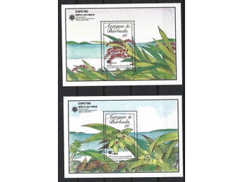 Antigua 1990 Orkidéer blommor övertryck Barbuda Mail 2v i 2 block