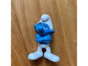 Gammal Grumpy Smurf figur