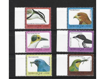 Sierra Leone 2002 Fåglar 6v med tryckår 2002